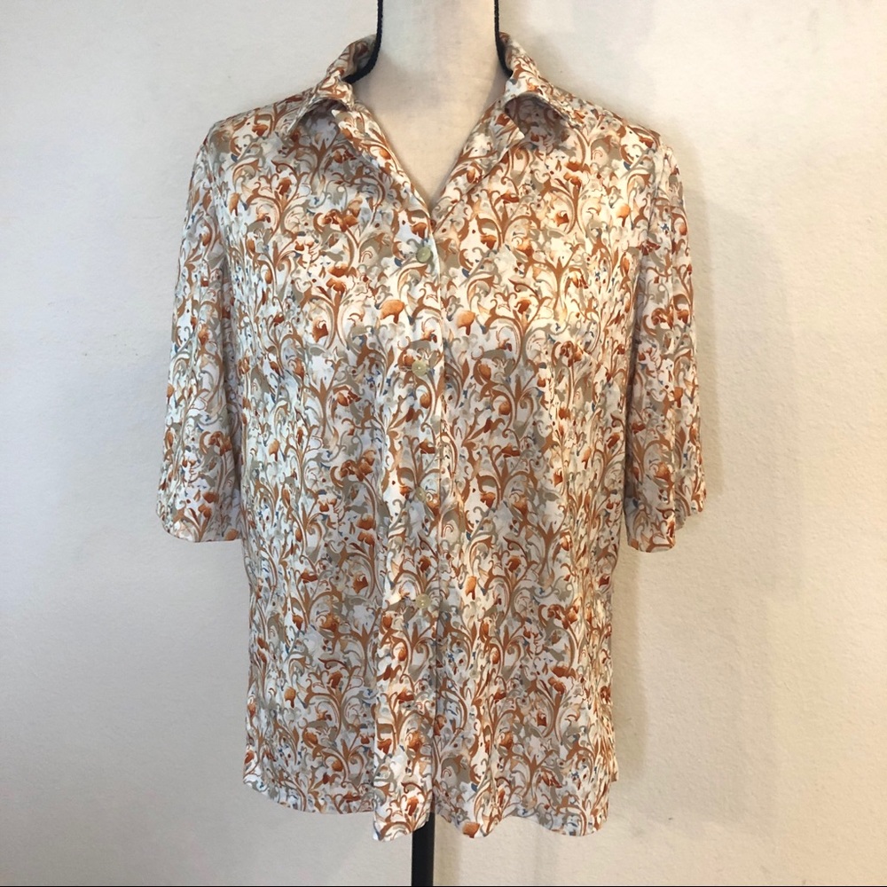 Handmade Vintage Patterned Button Down Shirt Sz Sm - image 3